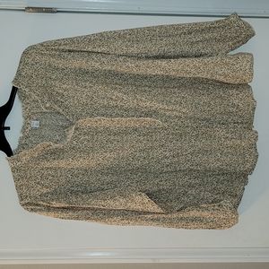 Old Navy Ruffle Collar Button Front Long Sleeve Blouse, XXL, Tan Floral Print